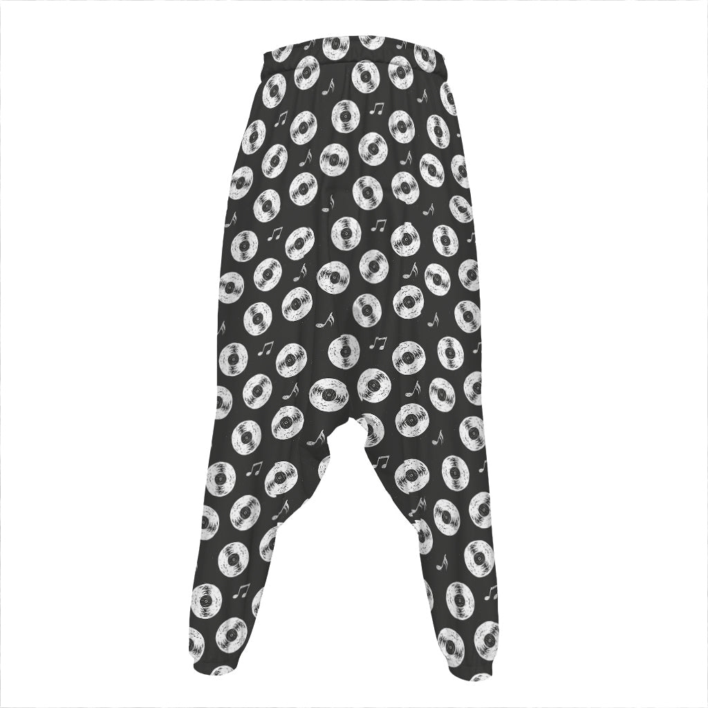 Hand Drawn Vinyl Record Pattern Print Hammer Pants