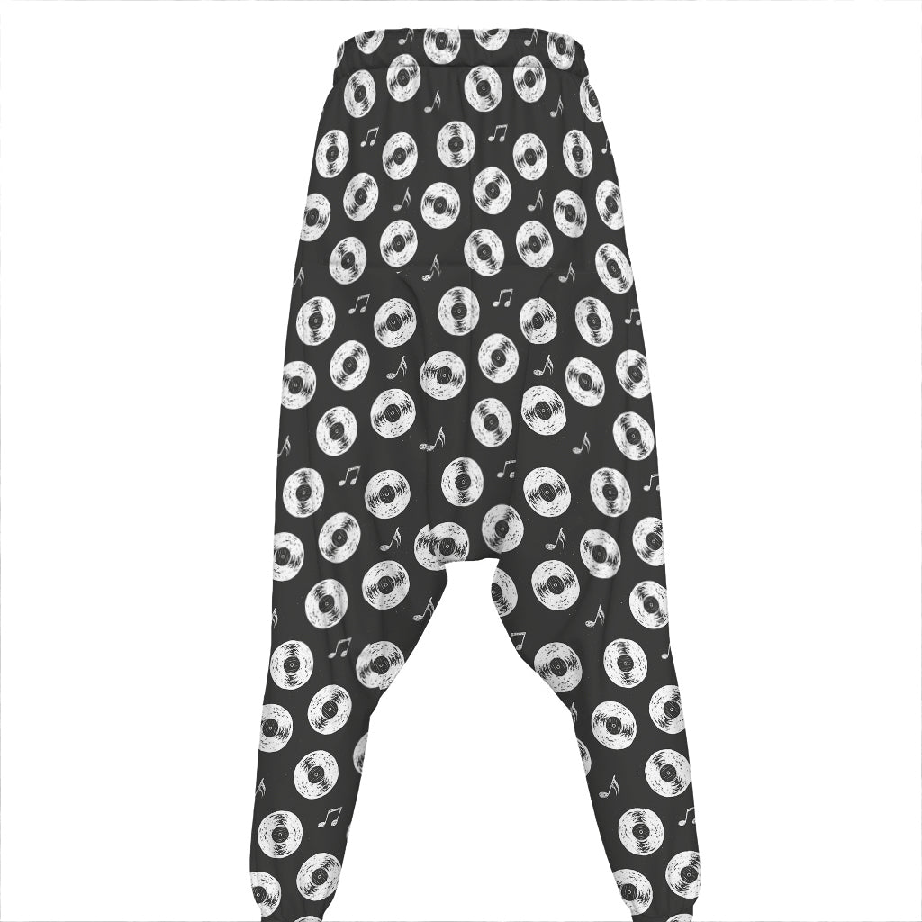 Hand Drawn Vinyl Record Pattern Print Hammer Pants