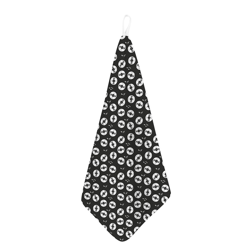 Hand Drawn Vinyl Record Pattern Print Hand Towel