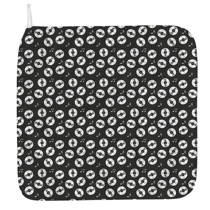 Hand Drawn Vinyl Record Pattern Print Hand Towel