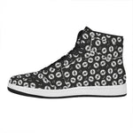 Hand Drawn Vinyl Record Pattern Print High Top Leather Sneakers