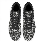 Hand Drawn Vinyl Record Pattern Print High Top Leather Sneakers
