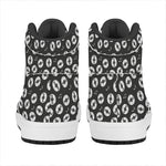 Hand Drawn Vinyl Record Pattern Print High Top Leather Sneakers