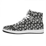 Hand Drawn Vinyl Record Pattern Print High Top Leather Sneakers