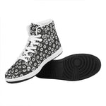 Hand Drawn Vinyl Record Pattern Print High Top Leather Sneakers