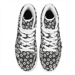 Hand Drawn Vinyl Record Pattern Print High Top Leather Sneakers