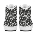 Hand Drawn Vinyl Record Pattern Print High Top Leather Sneakers