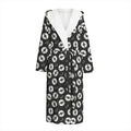 Hand Drawn Vinyl Record Pattern Print Hooded Bathrobe