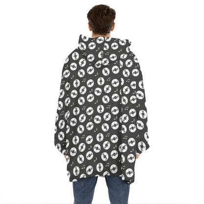 Hand Drawn Vinyl Record Pattern Print Hoodie Blanket