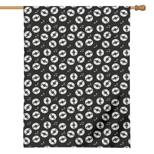 Hand Drawn Vinyl Record Pattern Print House Flag