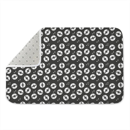 Hand Drawn Vinyl Record Pattern Print Indoor Door Mat