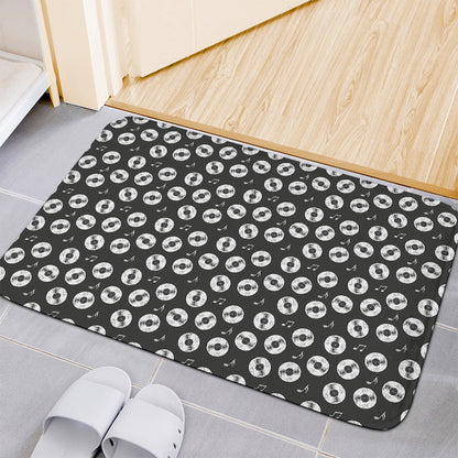Hand Drawn Vinyl Record Pattern Print Indoor Door Mat