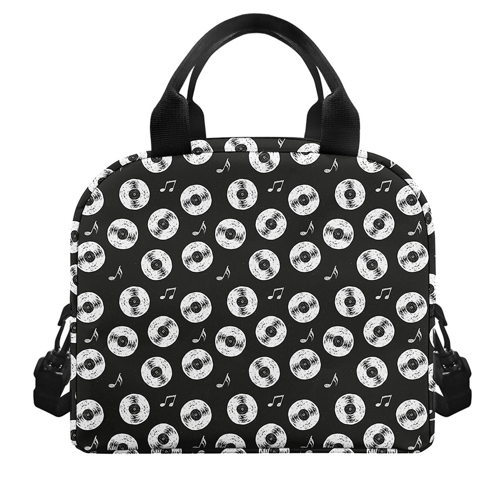 Hand Drawn Vinyl Record Pattern Print Insulated Lunch Bag
