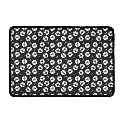 Hand Drawn Vinyl Record Pattern Print Kitchen Mat