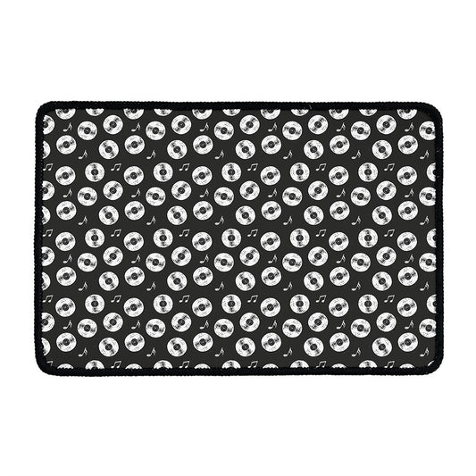 Hand Drawn Vinyl Record Pattern Print Kitchen Mat