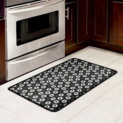 Hand Drawn Vinyl Record Pattern Print Kitchen Mat