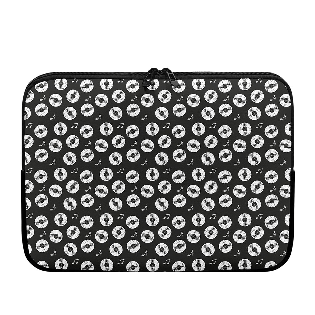 Hand Drawn Vinyl Record Pattern Print Laptop Sleeve