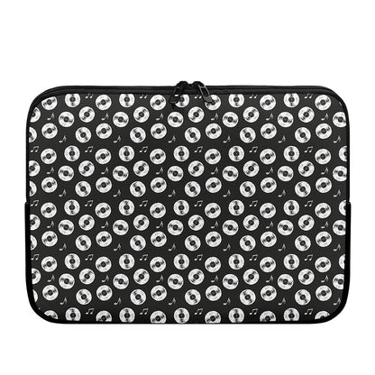 Hand Drawn Vinyl Record Pattern Print Laptop Sleeve