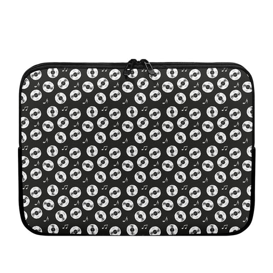 Hand Drawn Vinyl Record Pattern Print Laptop Sleeve