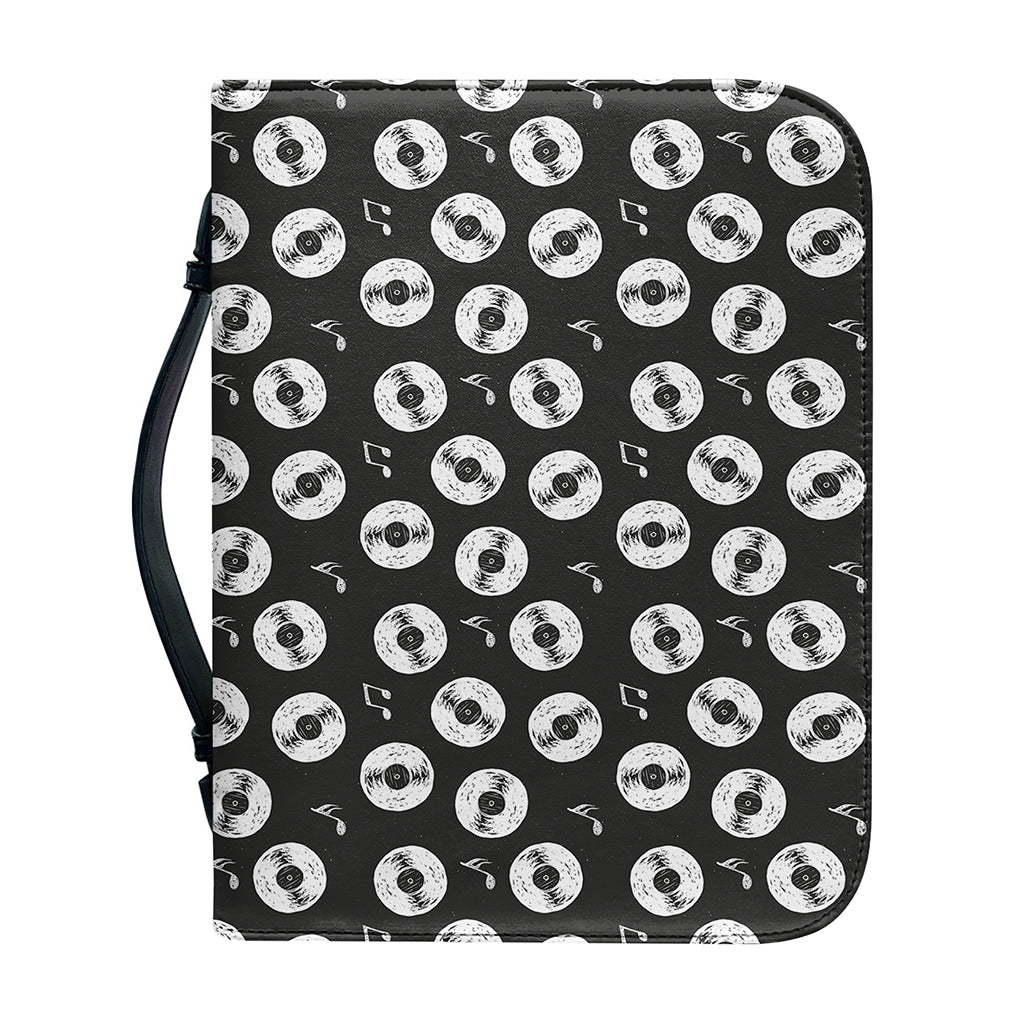 Hand Drawn Vinyl Record Pattern Print Leather Bible Cover