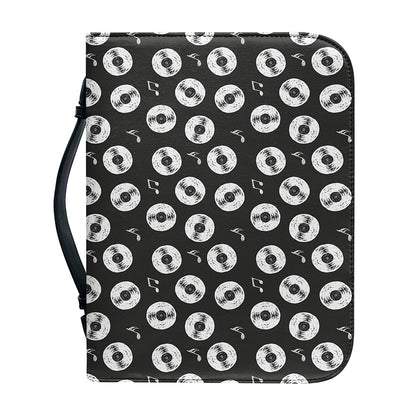 Hand Drawn Vinyl Record Pattern Print Leather Bible Cover