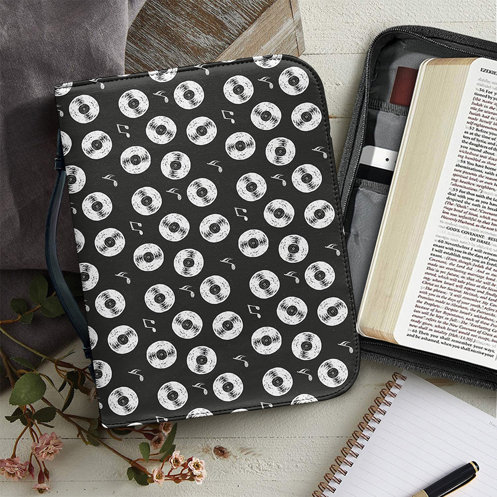 Hand Drawn Vinyl Record Pattern Print Leather Bible Cover