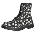 Hand Drawn Vinyl Record Pattern Print Lace-Up Boots