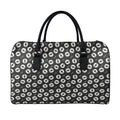 Hand Drawn Vinyl Record Pattern Print Leather Duffel Bag
