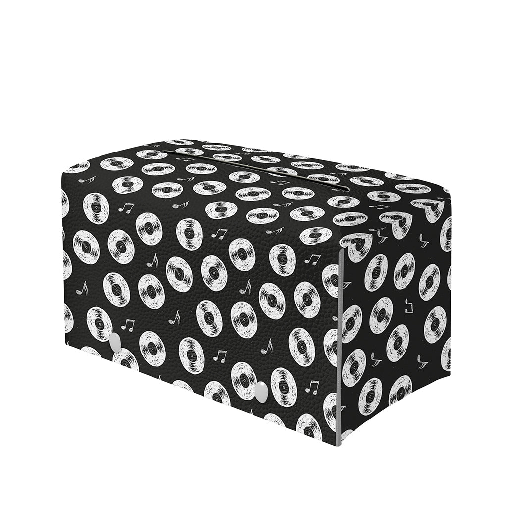 Hand Drawn Vinyl Record Pattern Print Leather Tissue Box Cover