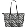 Hand Drawn Vinyl Record Pattern Print Leather Tote Bag With Zipper