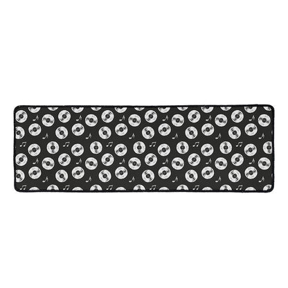 Hand Drawn Vinyl Record Pattern Print Long Kitchen Mat