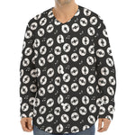 Hand Drawn Vinyl Record Pattern Print Long Sleeve Baseball Jersey