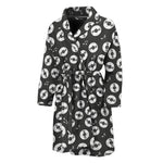 Hand Drawn Vinyl Record Pattern Print Men's Bathrobe
