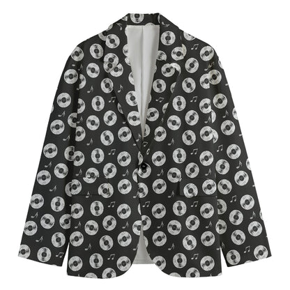 Hand Drawn Vinyl Record Pattern Print Men's Blazer