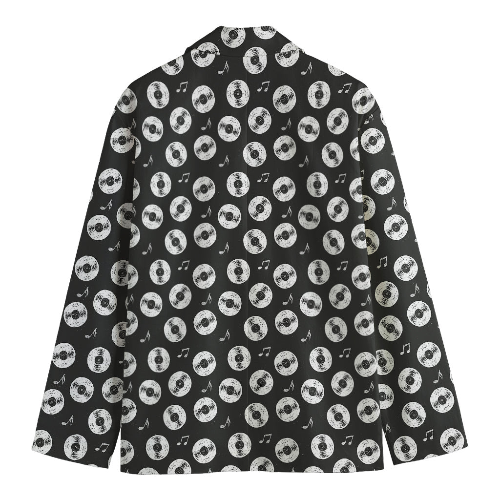 Hand Drawn Vinyl Record Pattern Print Men's Blazer