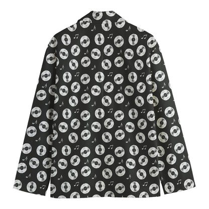 Hand Drawn Vinyl Record Pattern Print Men's Blazer