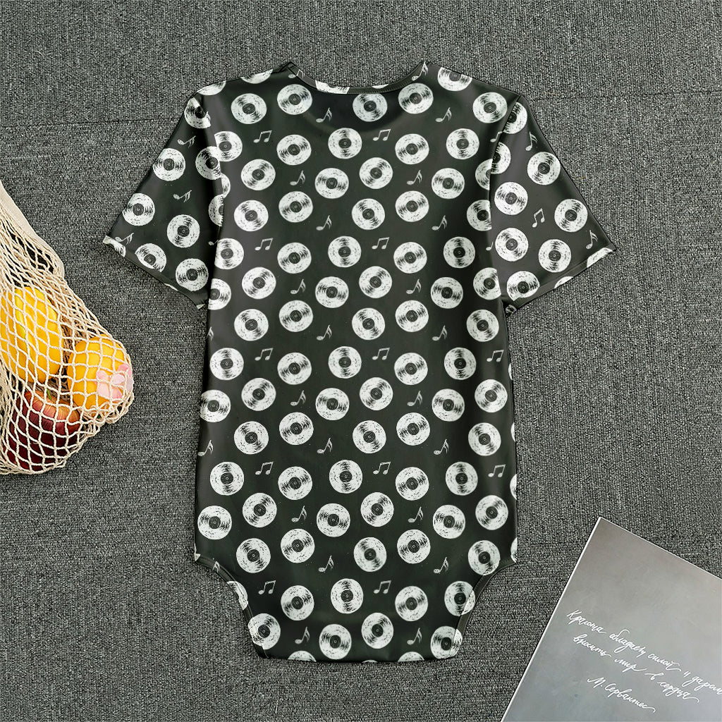 Hand Drawn Vinyl Record Pattern Print Men's Bodysuit