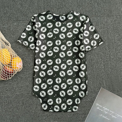 Hand Drawn Vinyl Record Pattern Print Men's Bodysuit
