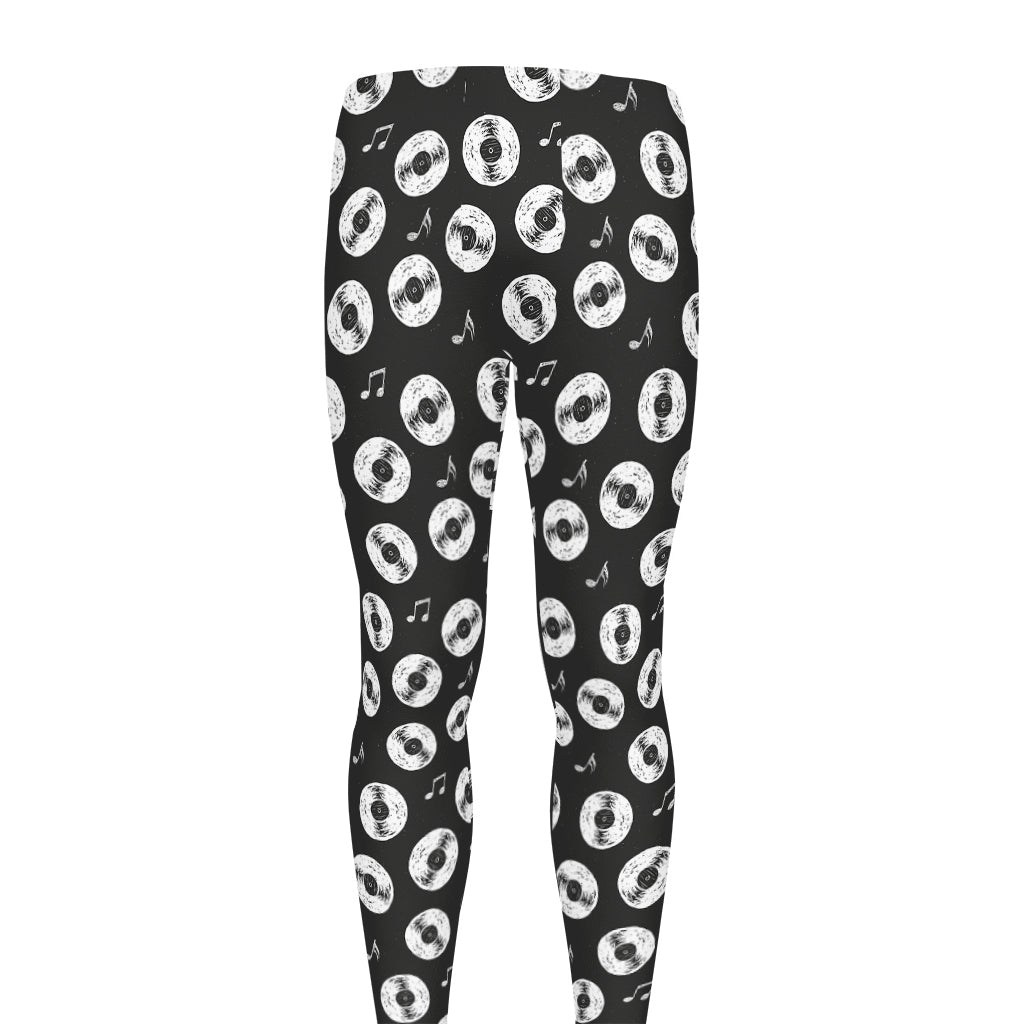 Hand Drawn Vinyl Record Pattern Print Men's leggings