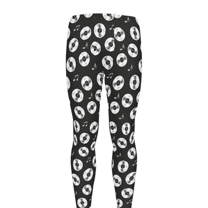 Hand Drawn Vinyl Record Pattern Print Men's leggings