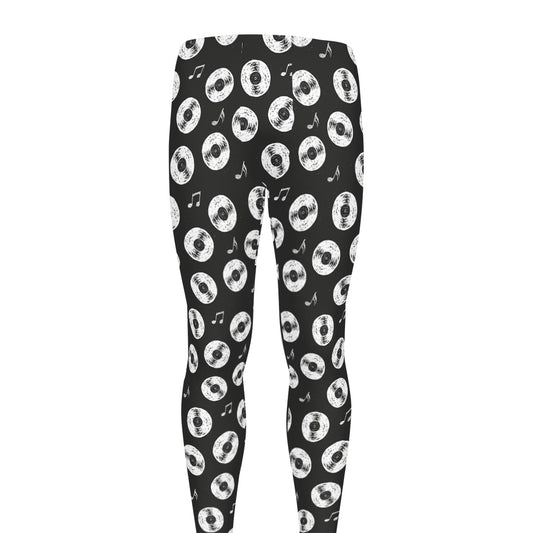 Hand Drawn Vinyl Record Pattern Print Men's leggings