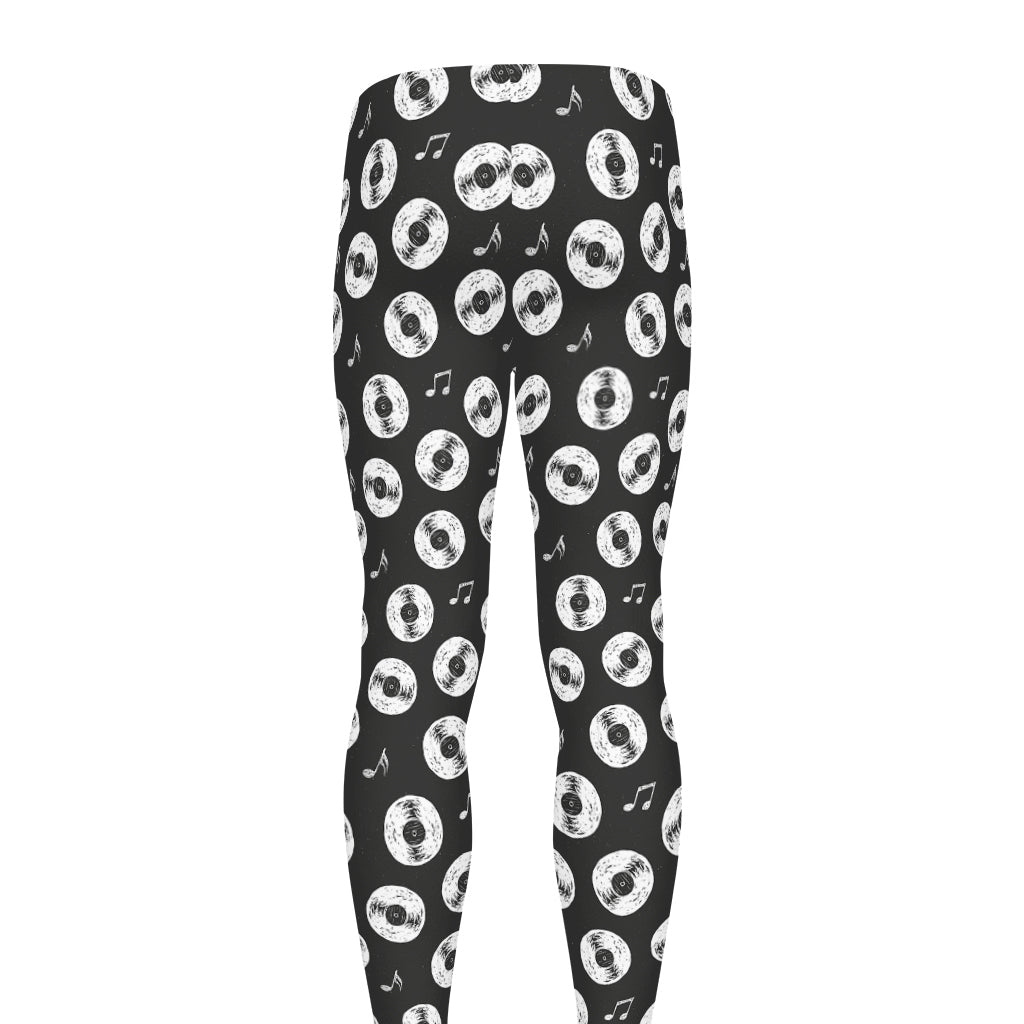 Hand Drawn Vinyl Record Pattern Print Men's leggings