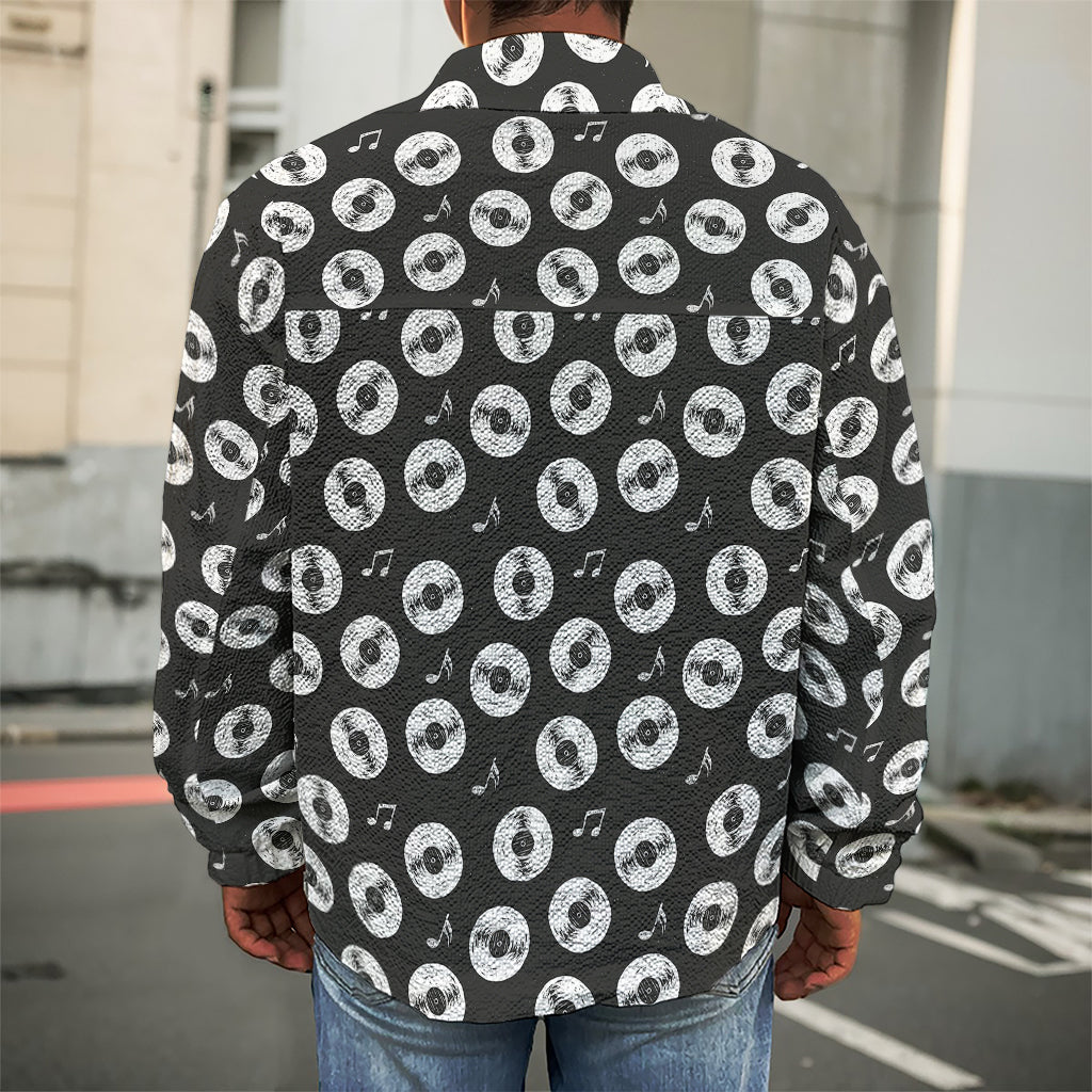 Hand Drawn Vinyl Record Pattern Print Men's Shirt Jacket