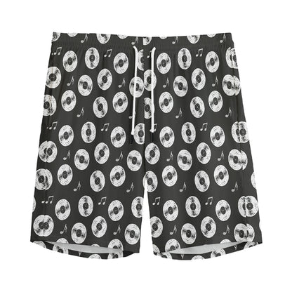 Hand Drawn Vinyl Record Pattern Print Men's Sports Shorts