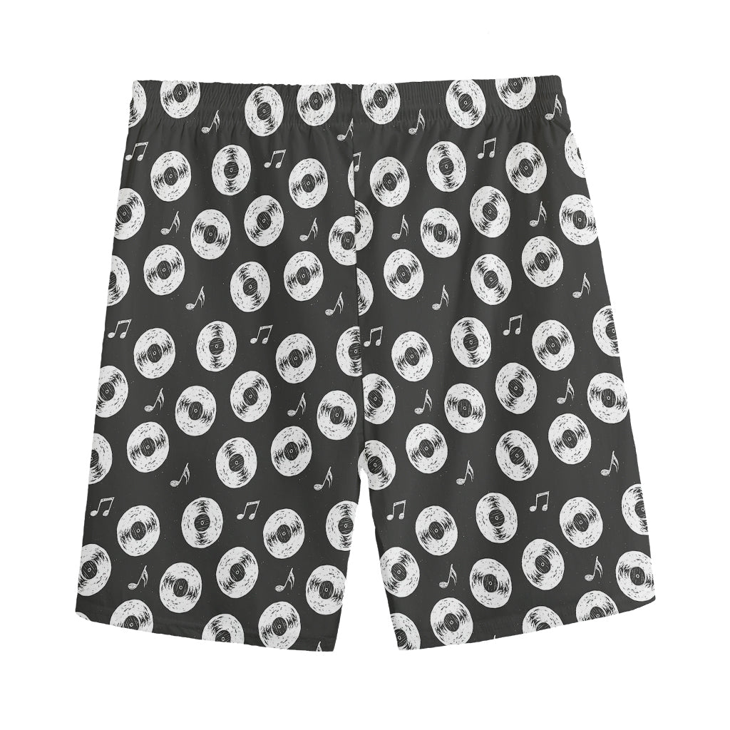 Hand Drawn Vinyl Record Pattern Print Men's Sports Shorts