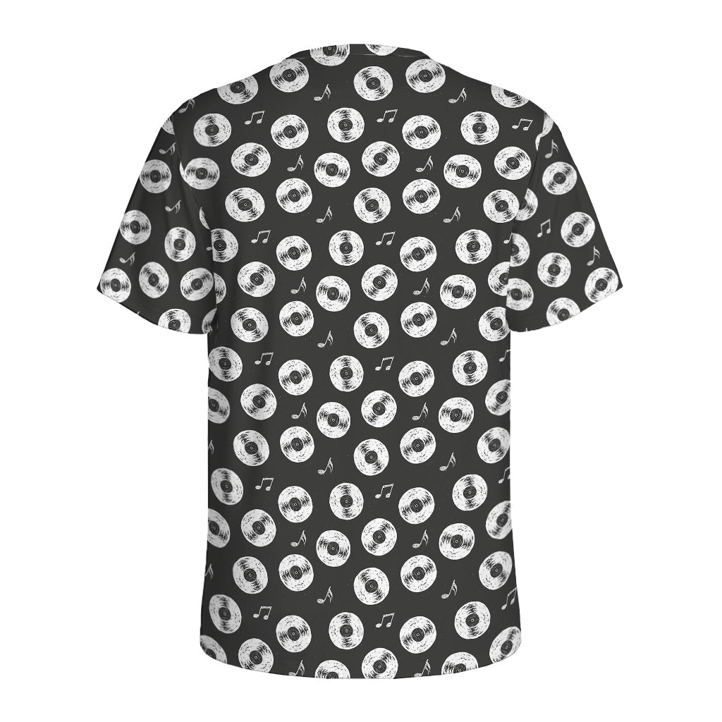 Hand Drawn Vinyl Record Pattern Print Men's Sports T-Shirt