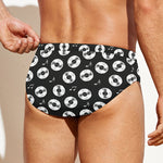 Hand Drawn Vinyl Record Pattern Print Men's Swim Briefs