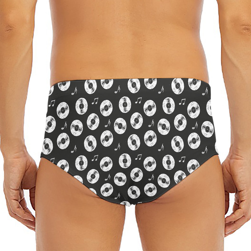 Hand Drawn Vinyl Record Pattern Print Men's Triangle Swim Briefs