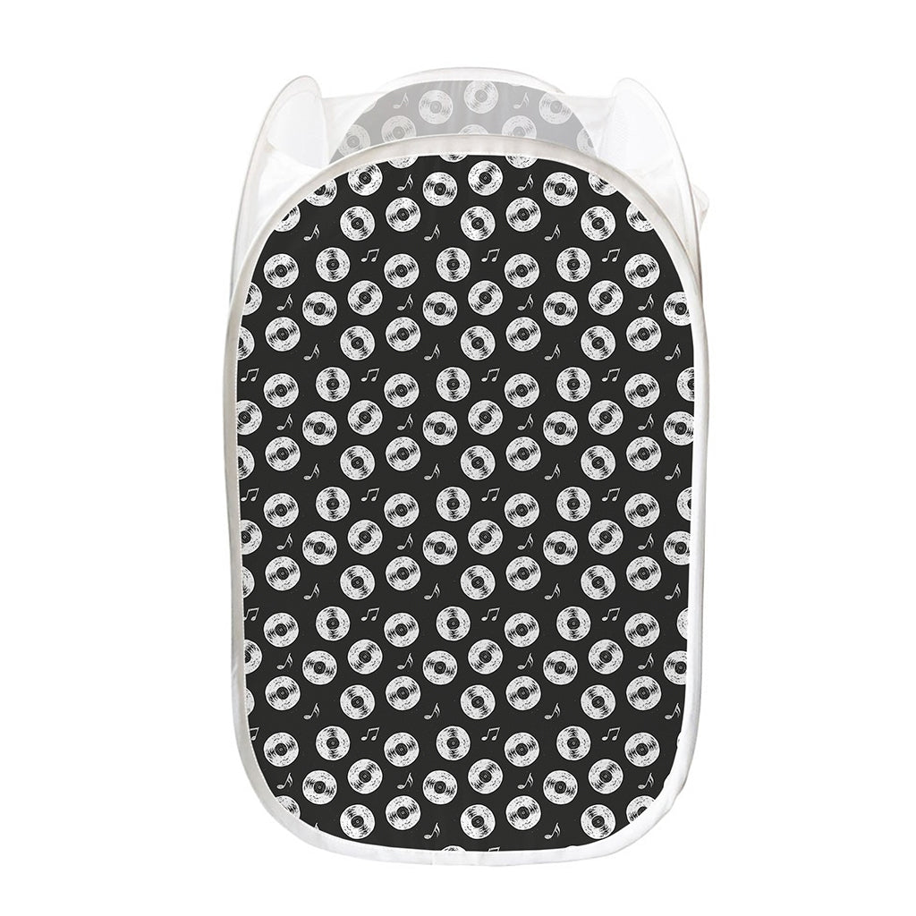 Hand Drawn Vinyl Record Pattern Print Mesh Laundry Hamper
