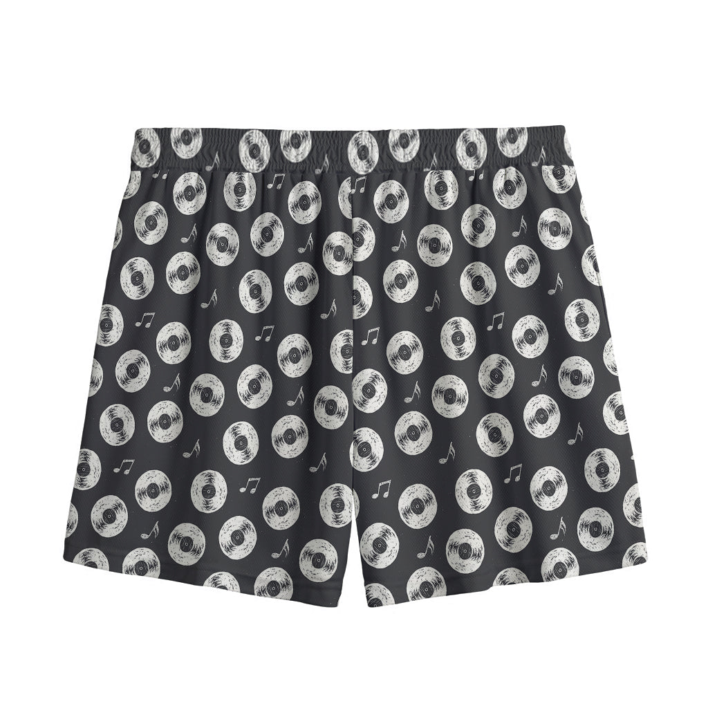 Hand Drawn Vinyl Record Pattern Print Mesh Shorts